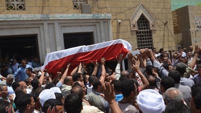 بالصور.. جنازة عسكرية لتشييع جثمان شهيد شرطة ببا ببنى سويف