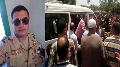 بالصور.. أهالى «شبراريس» بالبحيرة يشيعون شهيد القوات المسلحة فى جنازة عسكرية وشعبية