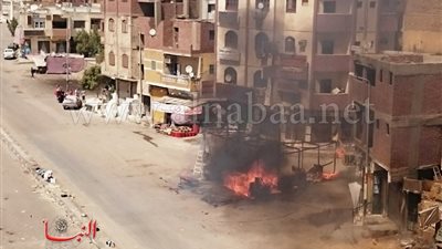 بالصور.. تفاصيل الحريق الهائل بـ«فرن كنافة» بمنطقة الحدادين فى أسوان