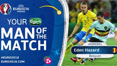 هازارد أفضل لاعب في مباراة بلجيكا والسويد في اليورو