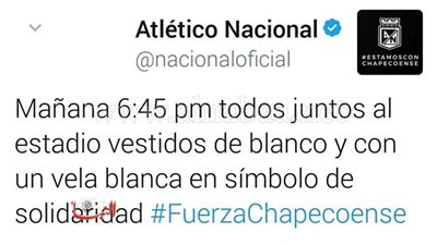 فريق كولومبي يطالب جماهيره بالصلاة لضحايا طائرة