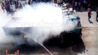 بالصور.. حريق هائل يلتهم سيارة نقل بالبحيرة 