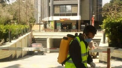 حملة تطهير وتعقيم شوارع وميادين حى المعادي