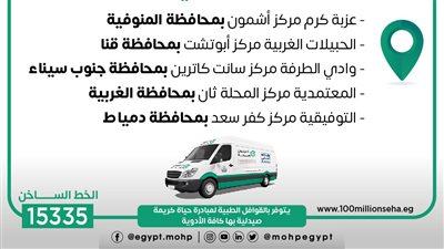 مواعيد وأماكن 10 قوافل علاجية ضمن مبادرة حياة كريمة