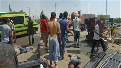 دماء العمال تنزف على الأسفلت.. الفيديو الكارثي الأول لحادث سوهاج البشع