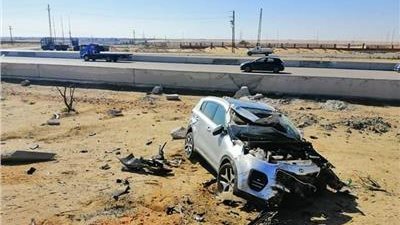 إصابة 7 أشخاص بجروح خطيرة فى حادث تصادم سيارتين بالمنيا 