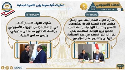 نشرة الحصاد الأسبوعي لوزارة التنمية المحلية.. إنفوجراف