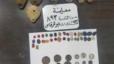 التحفظ على756 قطعة أثرية و701 عملة رومانية وسلاح ناري داخل منزل بالمنيا 
