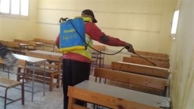 تعقيم وتطهير لجان الثانوية العامة بحى المناخ فى بورسعيد استعدادا للامتحانات 