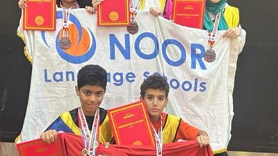 طلاب مدرسة نور للغات يفوزون بالمركزين الرابع والخامس بالمسابقة الدولية Robot challenge world 2023