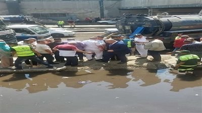 كسر مفاجئ بماسورة مياه شرب أسفل نفق شبرا