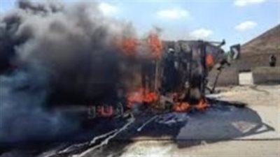 اشتعال النيران في سيارة نقل بأوسيم 