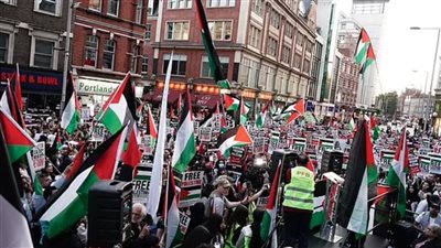 مظاهرات حاشدة في بريطانيا ضد همجية إسرائيل 