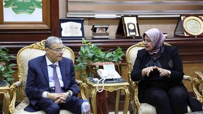 محافظ المنيا ووفد مدارس النيل الدولية يبحثان آليات التوسع فى المحافظة