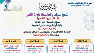 «تعليم القاهرة» تحصد أربع مراكز جمهورية بمسابقة الأخصائي المثالي