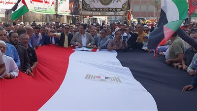 وكيل تعليم الغربية يتقدم مسيرة التضامن مع فلسطين وتفويض السيسي (صور)