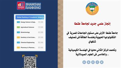  بتصنيف شنغهاي.. جامعة طنطا الأولى على مستوى الجامعات المصرية