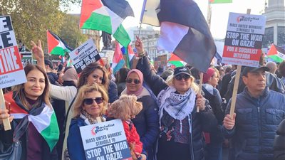 الاتحاد العام للمصريين في الخارج يشارك في مسيرة ضد أحداث غزة بلندن (صور)