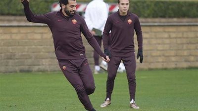 شاهد بالصور..صلاح يعود لتدريبات روما..ويشارك فى ديربى العاصمة