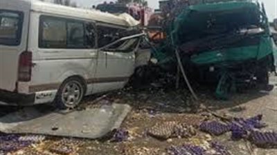 إصابة 6 أشخاص بحادث تصادم سيارتين ميكروباص ونصف نقل بالطريق الزراعى بقها