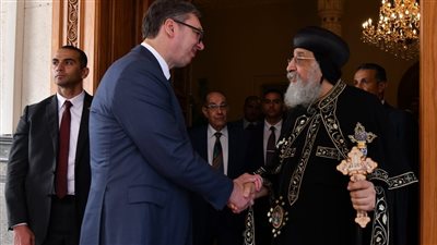 البابا تواضروس يستقبل الرئيس الصربي بالمقر البابوي بالعباسية