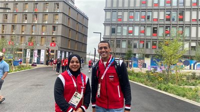 سارة سمير والجندي يصلان القرية الأولمبية لحمل علم مصر بافتتاح أوليمبياد باريس 