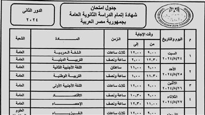 وزير التعليم يعتمد جدول امتحانات شهادة إتمام الثانوية العامة 