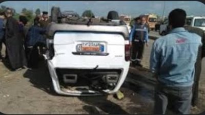 إصابة 13 شخصا في حادث انقلاب سيارة ميكروباص بالبحيرة