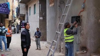 رفع كفاءة الإضاءة العامة وإزالة المخالفات بشوارع حلوان (صور)