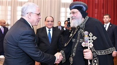 النائب العام ورئيس مجلس القضاء الأعلى يزوران البابا تواضروس للتهنئة بعيد الميلاد المجيد