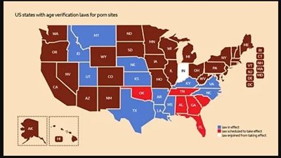 ولايات أمريكية جديدة تحظر محتوى البالغين على الانترنت