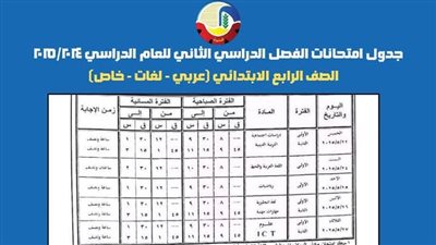جداول امتحانات الترم الثاني لجميع المراحل بالبحيرة