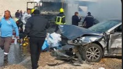 مصرع وإصابة 5 أشخاص في حادث تصادم 3 سيارات بالبحيرة