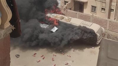 تفاصيل حريق باصات مدرسة خاصة بحدائق الأهرام