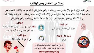 فتح باب التقديم 4677 معلم مساعد دراسات اجتماعية للمتعقدين بالحصة�رابط وشروط التقديم�