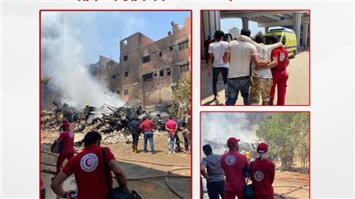 فرق الهلال الأحمر المصري تتدخل لدعم مصابي حريق مخزن البراجيل