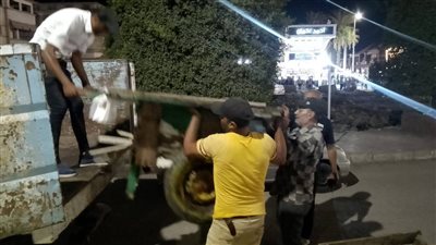 الوحدة المحلية برأس البر تُنفذ حملة لرفع الإشغالات بشارع النيل