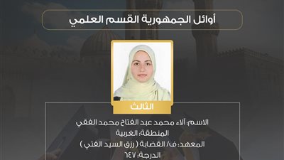 ننشر أوائل القسم العلمي بالشهادة الثانوية الأزهري