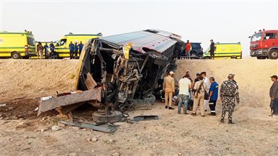 مصرع شخصين وإصابة 33 آخرين في حادث انقلاب أتوبيس الاتحاد العربي بأسيوط