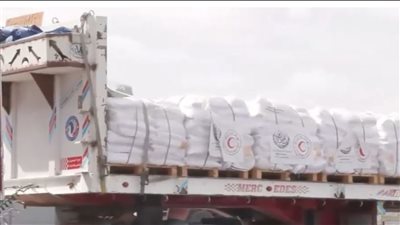 مرور الفوج الرابع من شاحنات قوافل «زاد العزة» إلى غزة عبر كرم أبوسالم