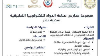 لأول مرة.. فتح باب التقديم لـ 5 مدارس«تكنولوجيا تطبيقية» تخصص الدواء