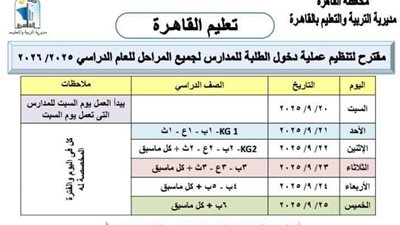  تعليم القاهرة: تعلن خطة تنظيم دخول الطلاب للمدارس لضمان الأمن والسلامة