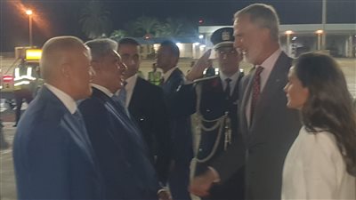 «محافظ الأقصر» يستقبل ملك إسبانيا زوجته بمطار الأقصر الدولى (صور)