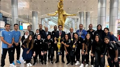 عودة بعثة منتخب مصر للسيدات بعد الفوز ببطولة كأس العالم للمينى فوتبول 