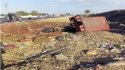 دهس تروسيكل محمّل بالمواد الغذائية على الطريق الزراعي بين كفرالزيات وطنطا