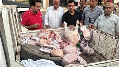 تفاصيل ضبط كميات لحوم مذبوحة خارج المجازر ودواجن فاسدة بمركزي السادات والباجور