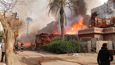 الحماية المدنية تسيطر على حريق لوكيشن التصوير باستوديو مصر 