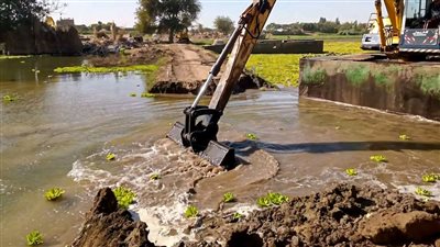 الري: إزالة طريق مخالف بالمجرى المائي لفرع رشيد و8 مباني بالمنوفية