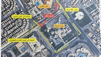 الطرق البديلة بعد غلق المحور المركزى امتداد 26 يوليو