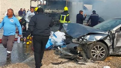 مصرع أب ونجله في حادث تصادم على الطريق الزراعي بالمنيا